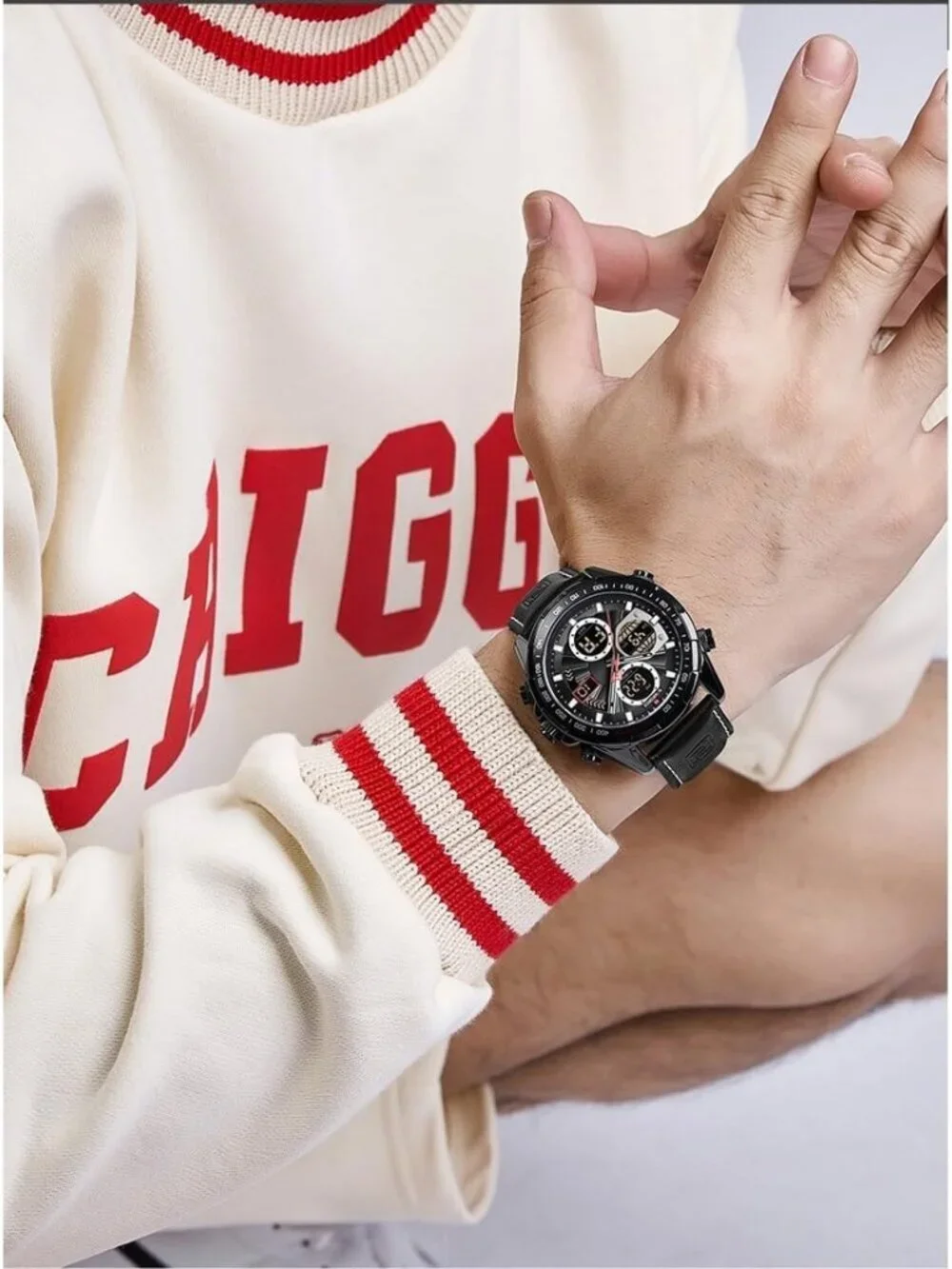 Men All Black Analog Quartz Waterproof Chronograph Classic Stylish Casual Watch